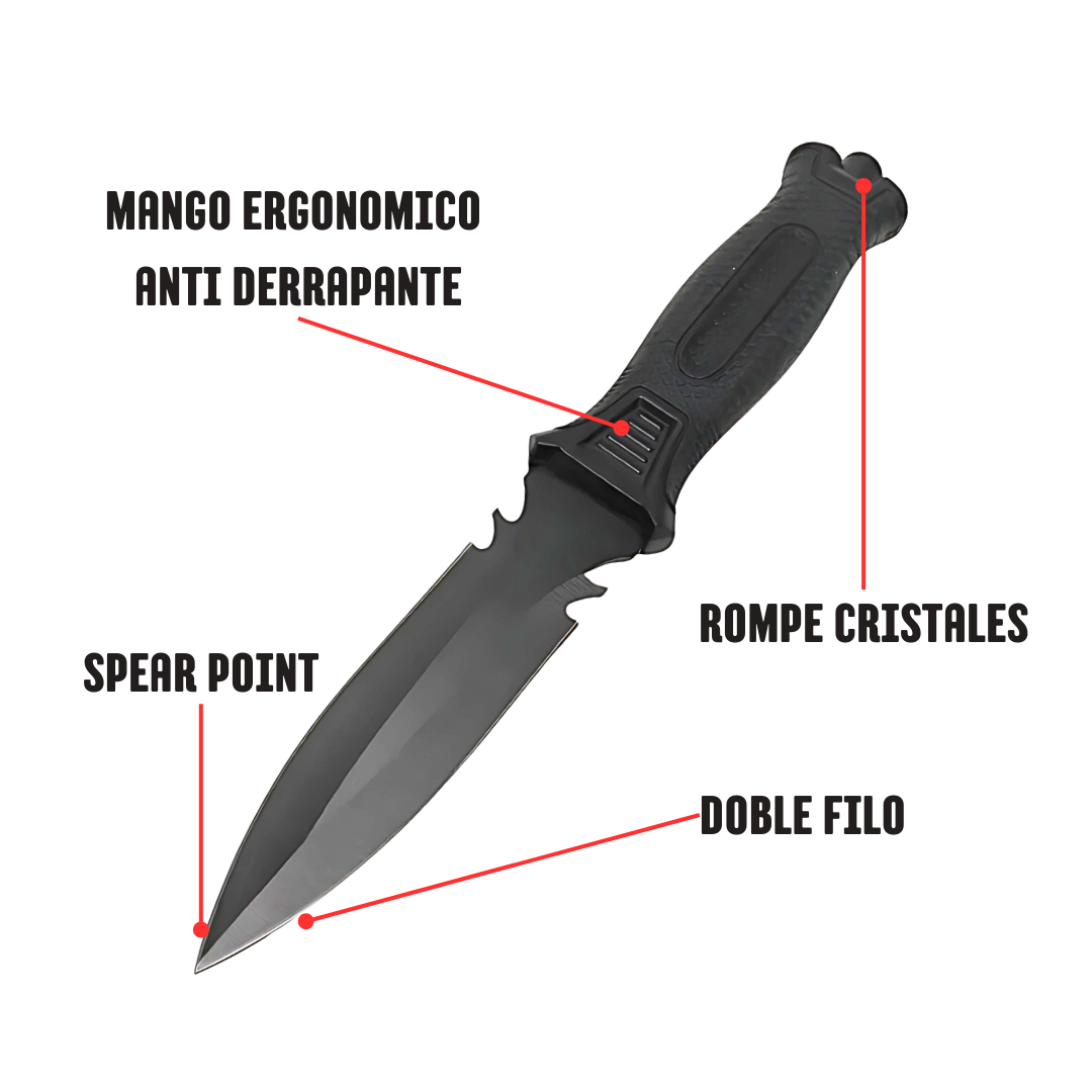 Cuchillo Doble Filo Con Rompe-Cristales