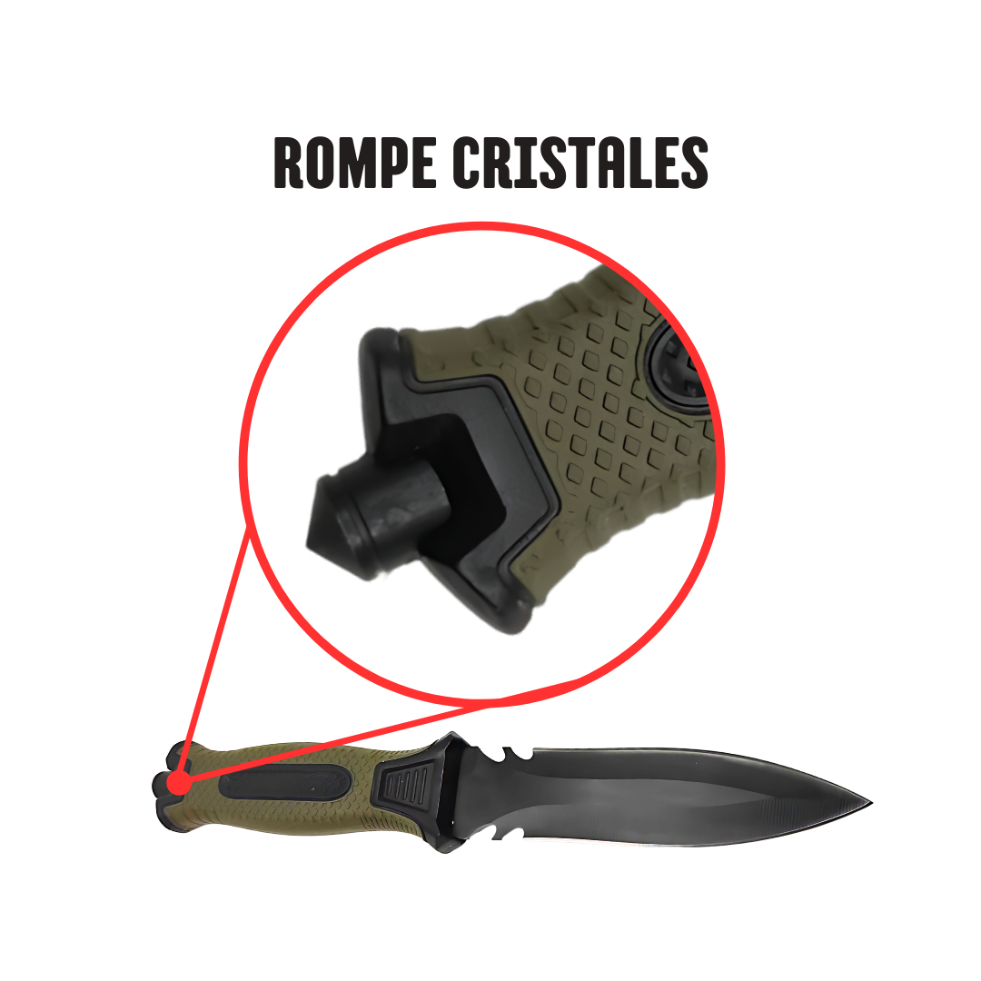 Cuchillo Doble Filo Con Rompe-Cristales