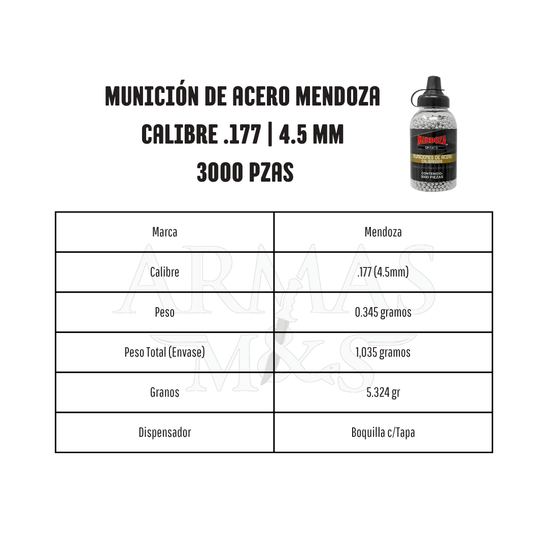 Municiones 4.5mm (Cal .177) para Pistolas de CO2 | 3000 pzas