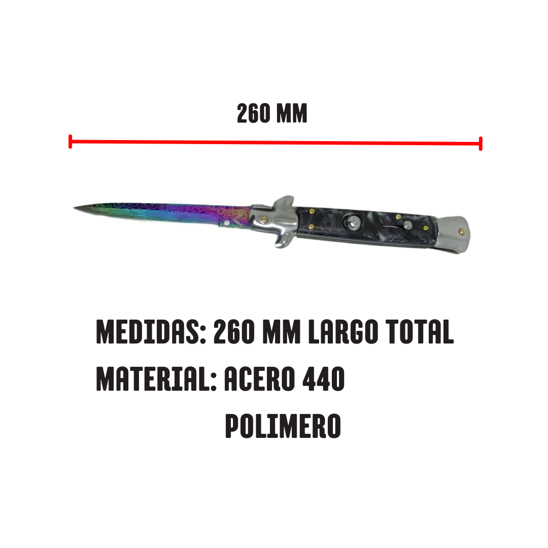 Navaja Stiletto Clásica Automática Tornasol Mictlán