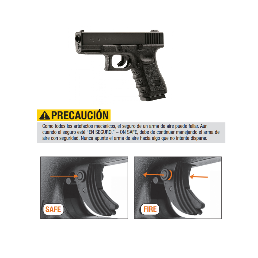 Pistola GLOCK 19 GEN3 Negra CO2 BBs Cal. .177 4.5mm 410 fps