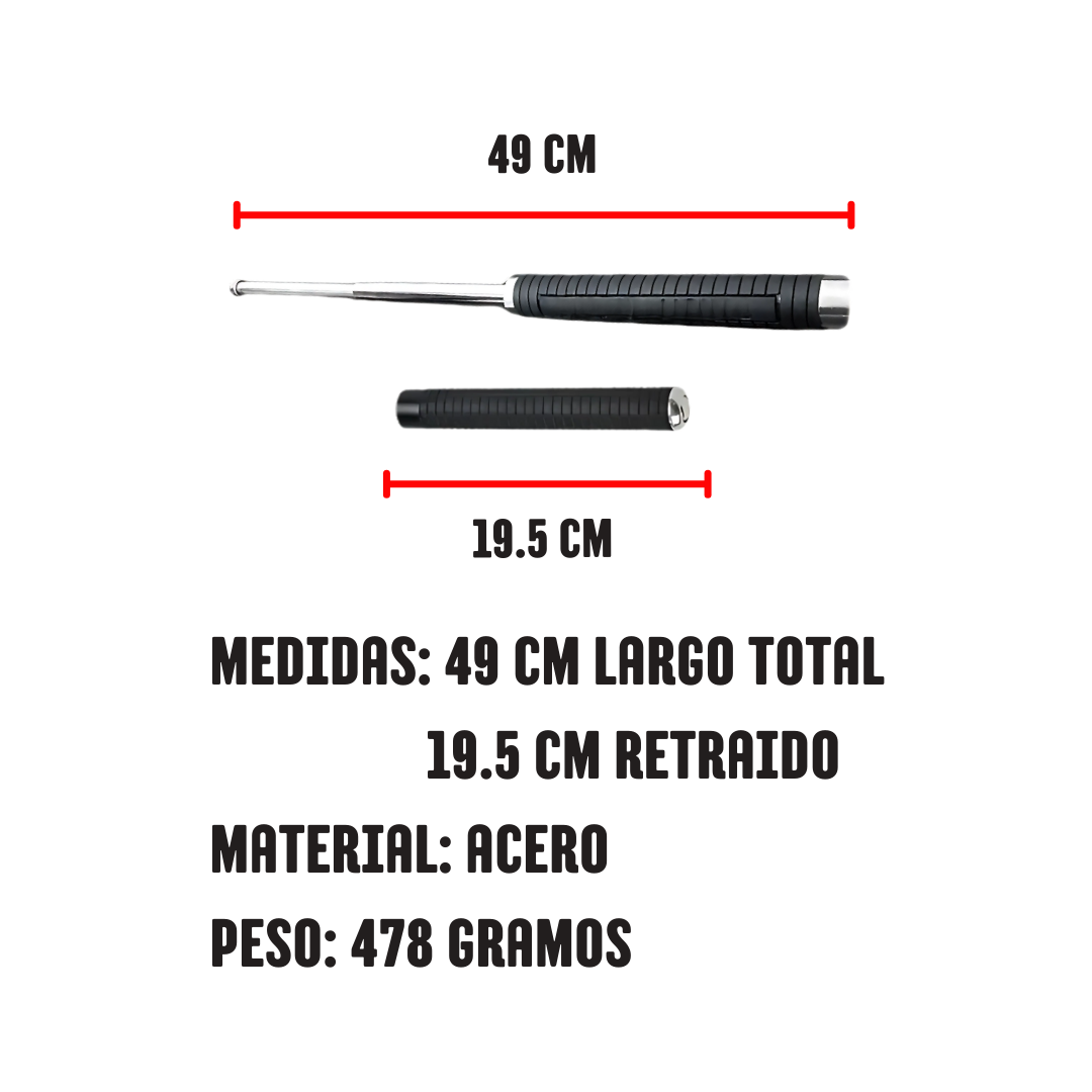 Baston Retráctil Mini de Defensa 19.5 - 49 cm