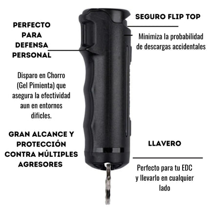 Gel Pimienta SABRERED con Seguro Flip Top y Funda de Snap Clip