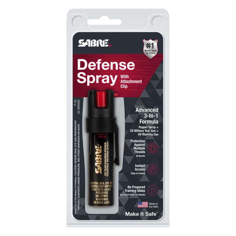 Spray Pimienta SABRERED con clip para cinturón. Disparo en chorro