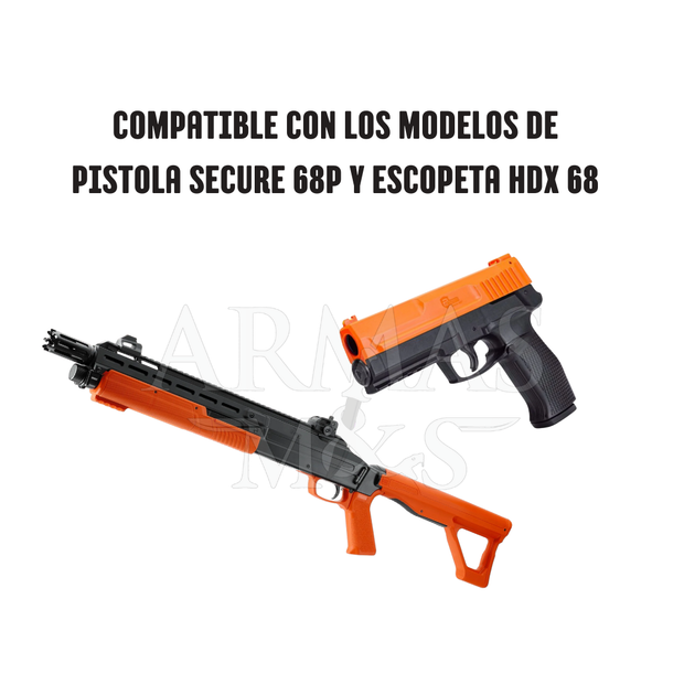 Munición Traumática de Goma Cal .68 | 100pzas