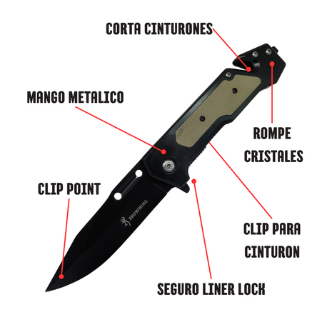 Navaja Tactica Browning Acero Nocturno