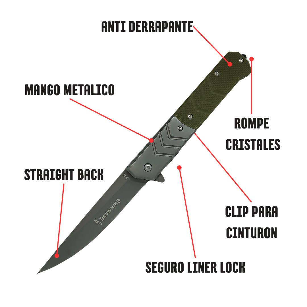 Navaja Tactica Browning Titanium con Rompecristales