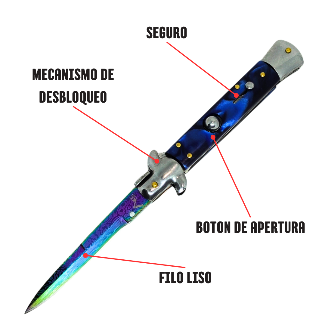 Navaja Stiletto Clásica Automática Tornasol Mictlán