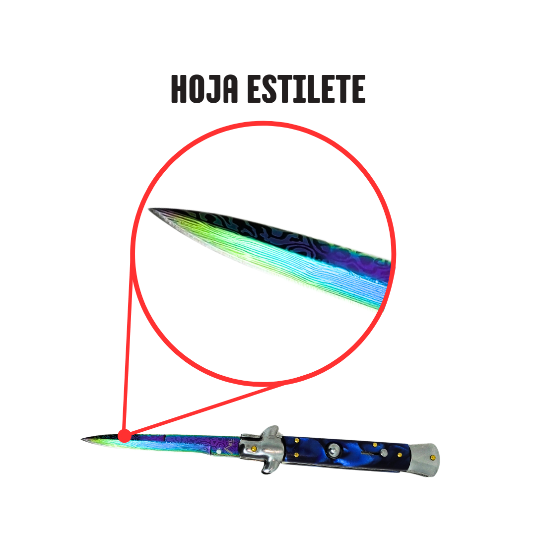 Navaja Stiletto Clásica Automática Tornasol Mictlán
