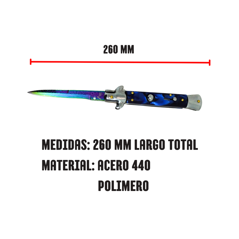 Navaja Stiletto Clásica Automática Tornasol Mictlán