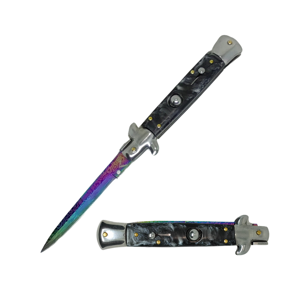 Navaja Stiletto Clásica Automática Tornasol Mictlán