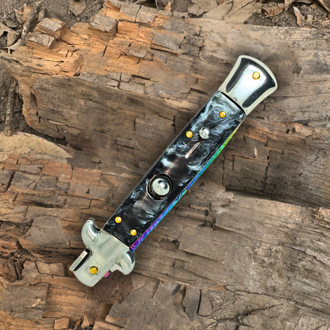Navaja Stiletto Clásica Automática Tornasol Mictlán