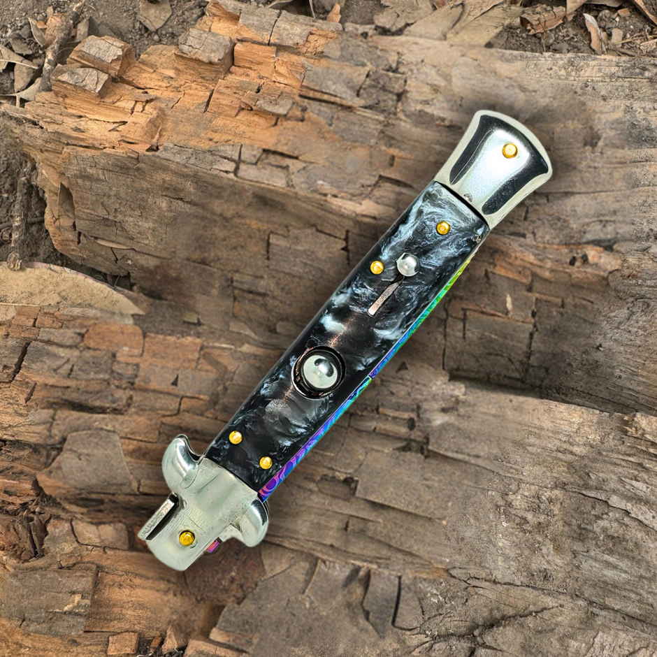 Navaja Stiletto Clásica Automática Tornasol Mictlán