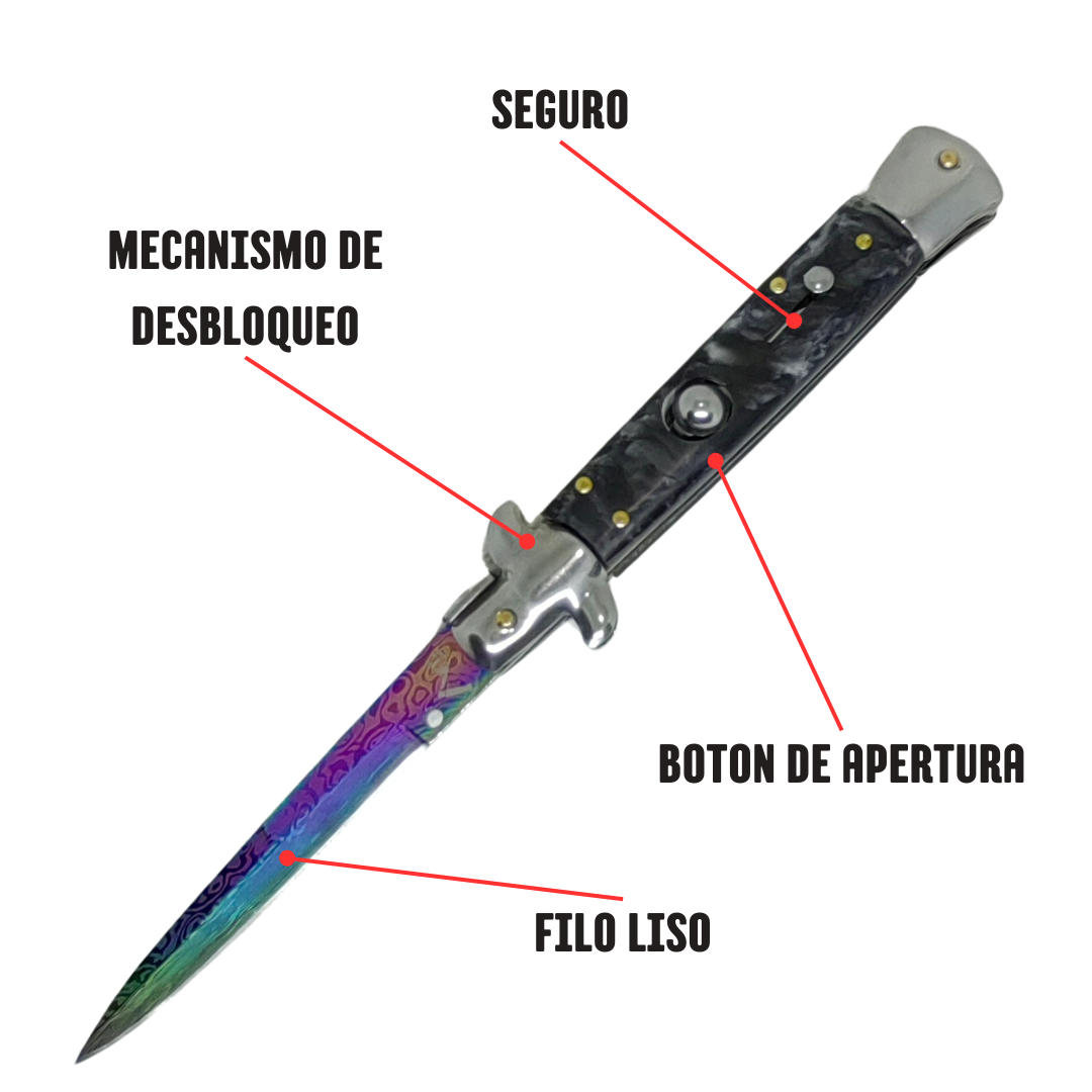 Navaja Stiletto Clásica Automática Tornasol Mictlán