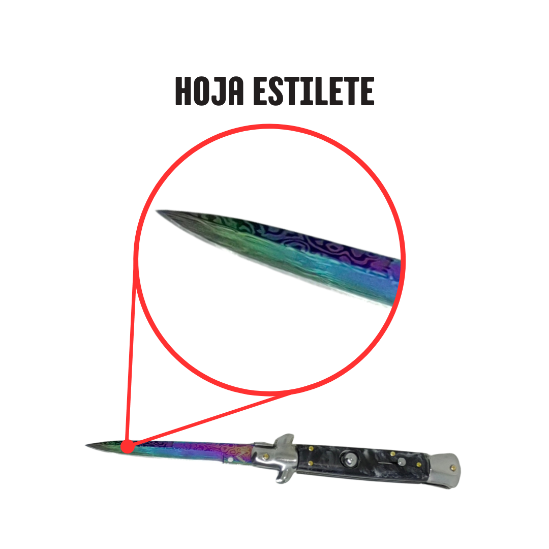 Navaja Stiletto Clásica Automática Tornasol Mictlán