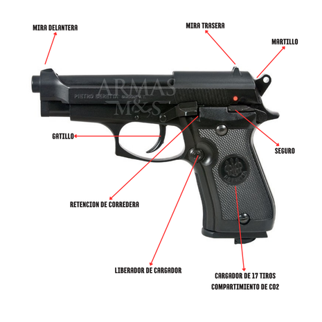 Pistola Beretta 84FS Blowback CO₂ 4.5 mm Umarex