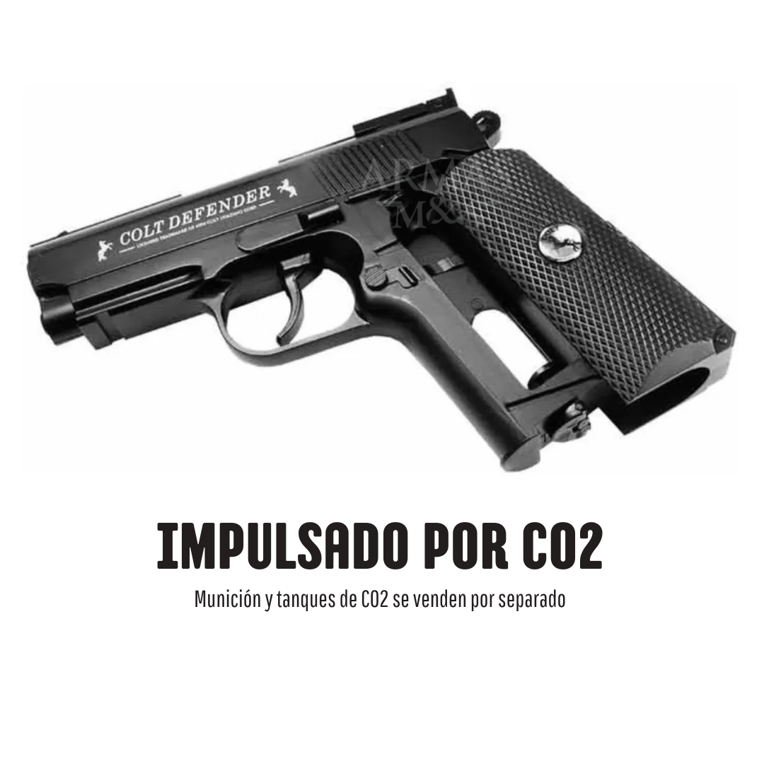 Pistola COLT DEFENDER Negra CO2 BB Cal. .177 4.5mm 410fps