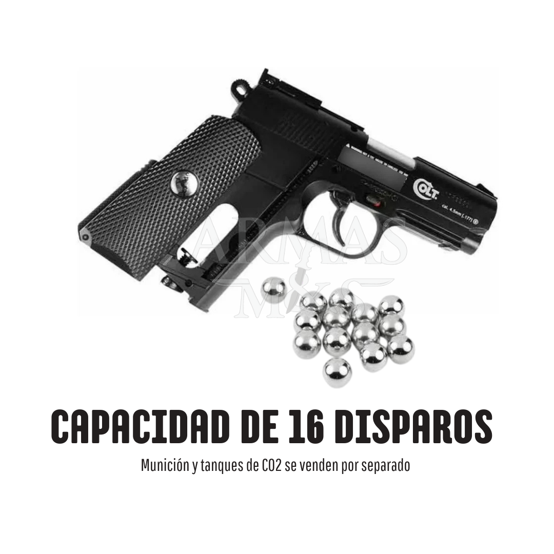 Pistola COLT DEFENDER Negra CO2 BB Cal. .177 4.5mm 410fps