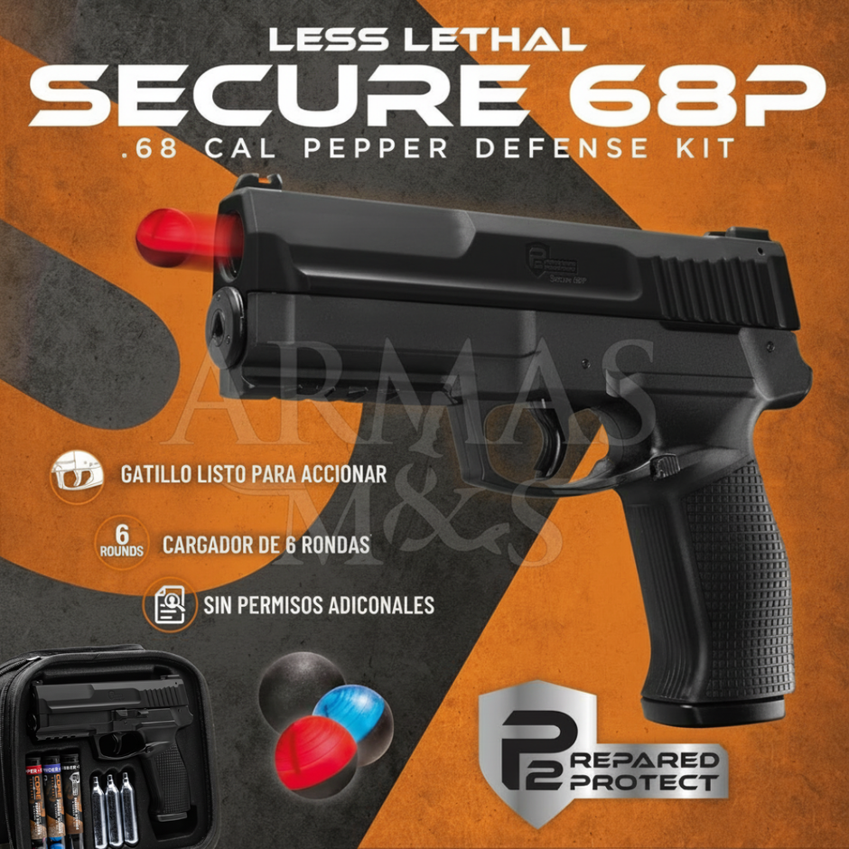 Pistola Traumática De Protección Secure 68P Gas Pimienta Umarex cal. 68 - Negro
