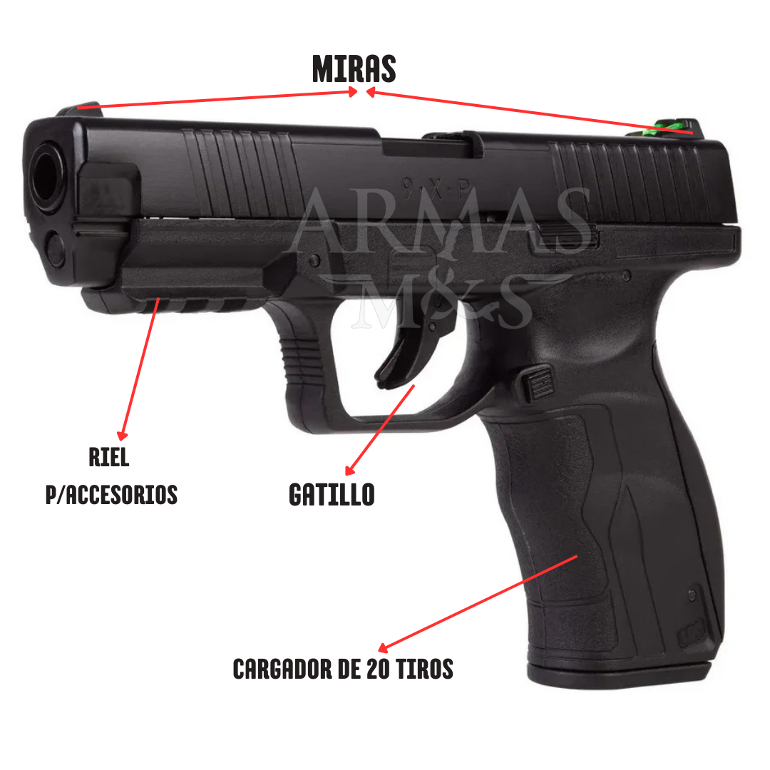 Pistola UMAREX 9XP Negra 4.5mm Cal .177 Blowback