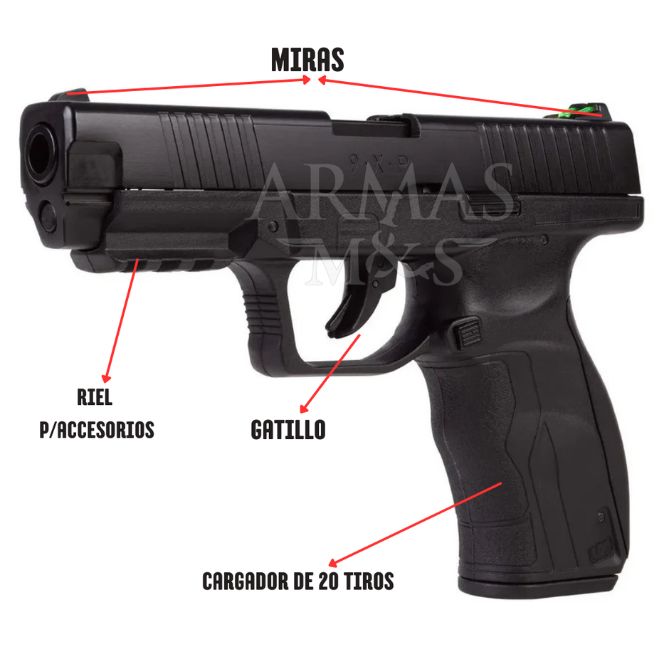 Pistola UMAREX 9XP Negra 4.5mm Cal .177 Blowback