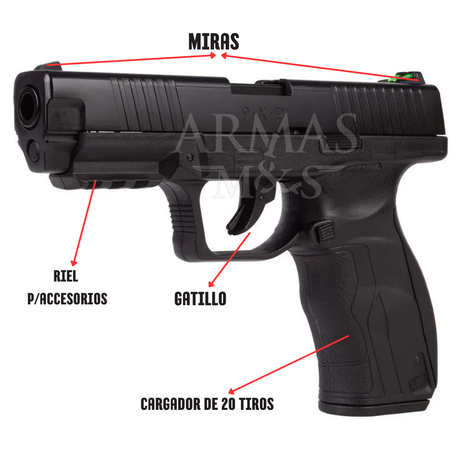 Pistola UMAREX 9XP Negra 4.5mm Cal .177 Blowback