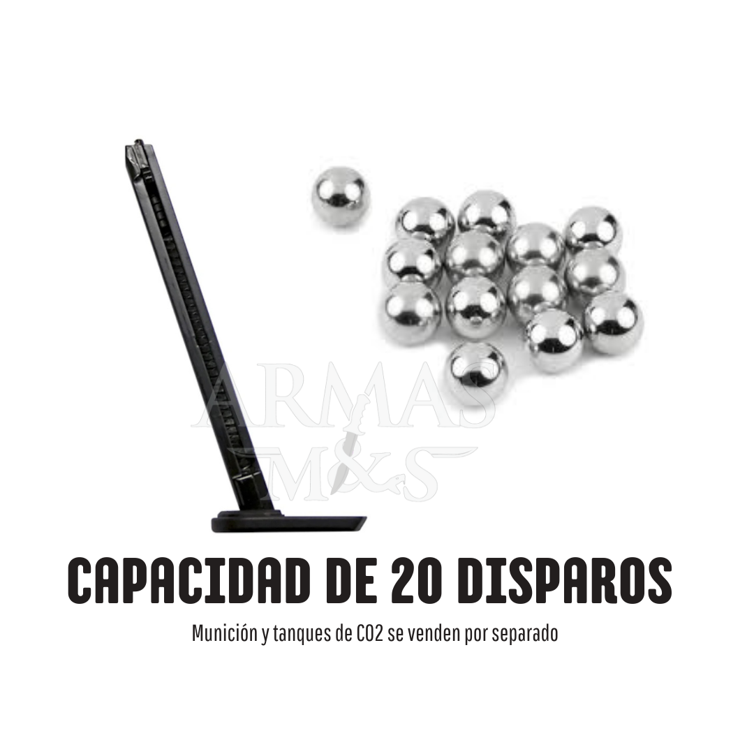 Pistola UMAREX 9XP Negra 4.5mm Cal .177 Blowback