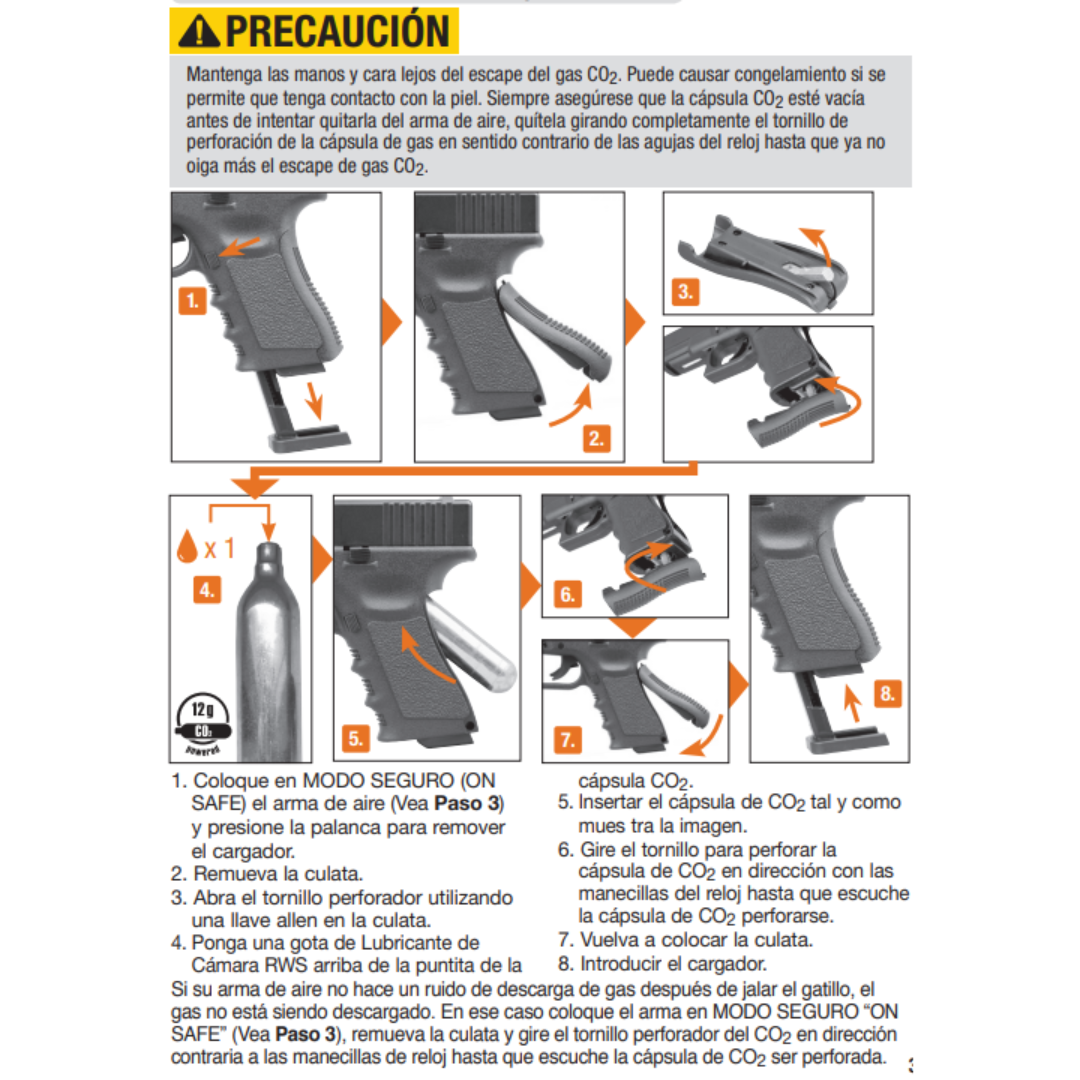 Pistola GLOCK 19 GEN3 Negra CO2 BBs Cal. .177 4.5mm 410 fps