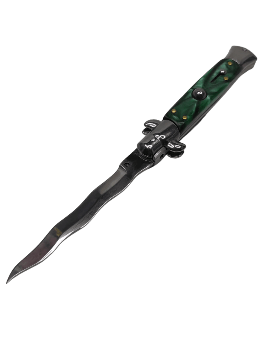 Navaja Stiletto Clásica Automática de hoja curva